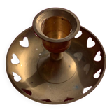 Vintage brass heart candle holder