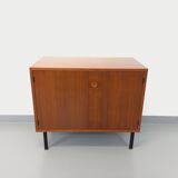 Small vintage storage unit in modernist Scandinavian style in teak from the 60s