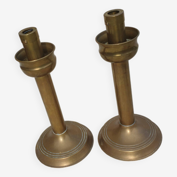 Pair of old brass candlesticks