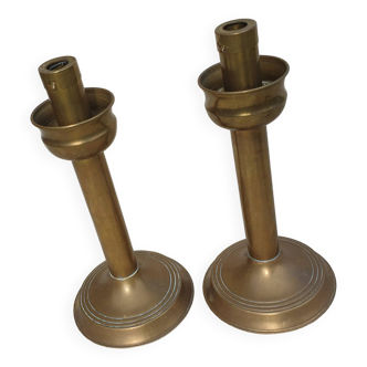 Pair of old brass candlesticks