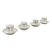 Suite de 4 tasses et sous tasses du début XIXème en porcelaine de Paris