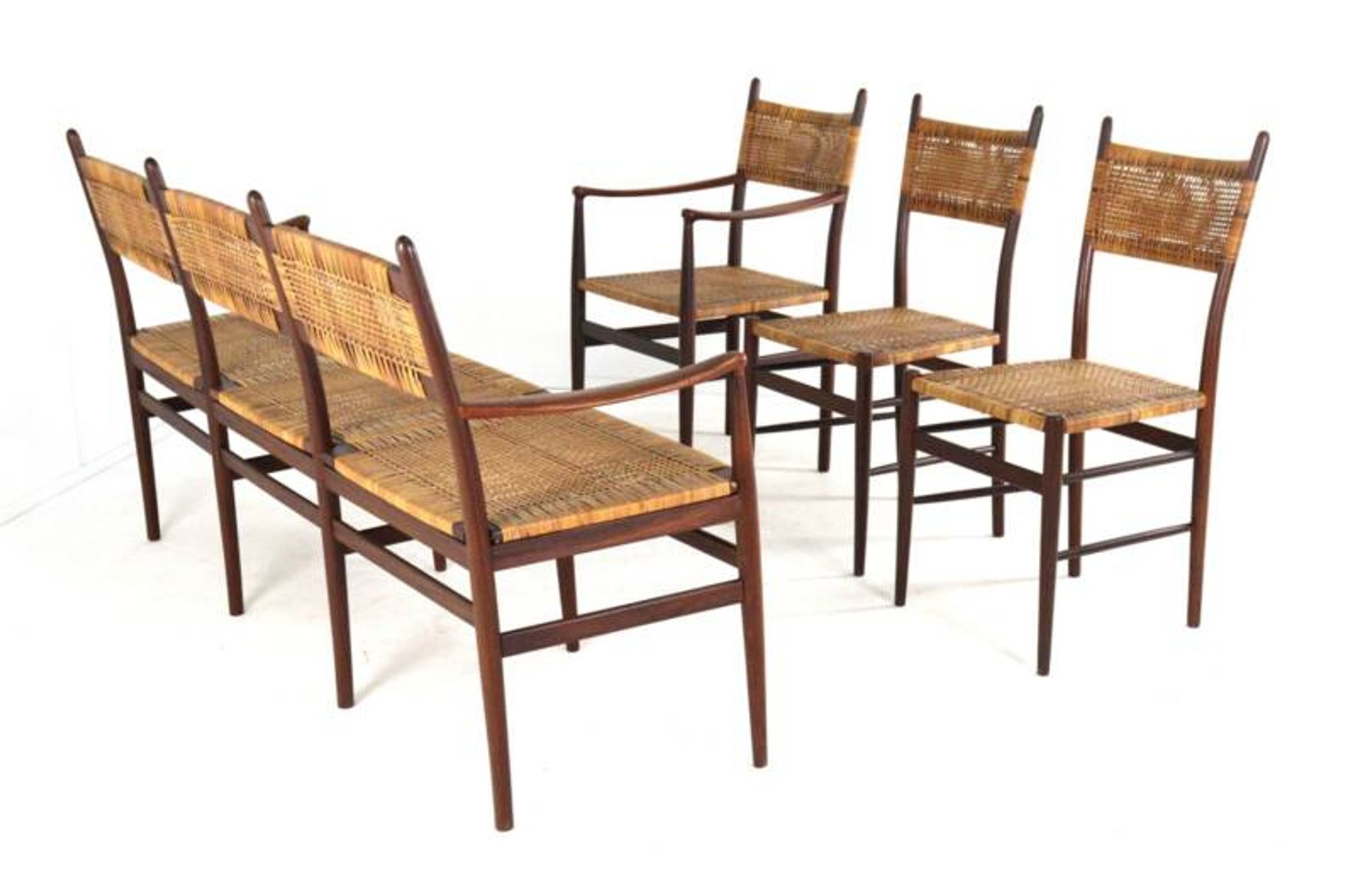 Dining room set 'Bologna' - 3 seater sofa - 3 chairs - mid century modern