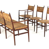 Dining room set 'Bologna' - 3 seater sofa - 3 chairs - mid century modern