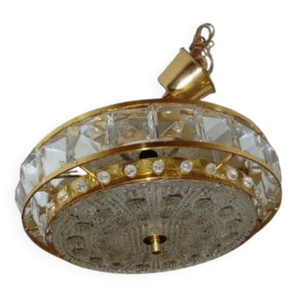 Lampe à suspension en cristal Proj. Carl Fagerlund pour Orrefors, Suède, années 1960
