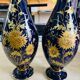 Pair of cobalt blue porcelain vases