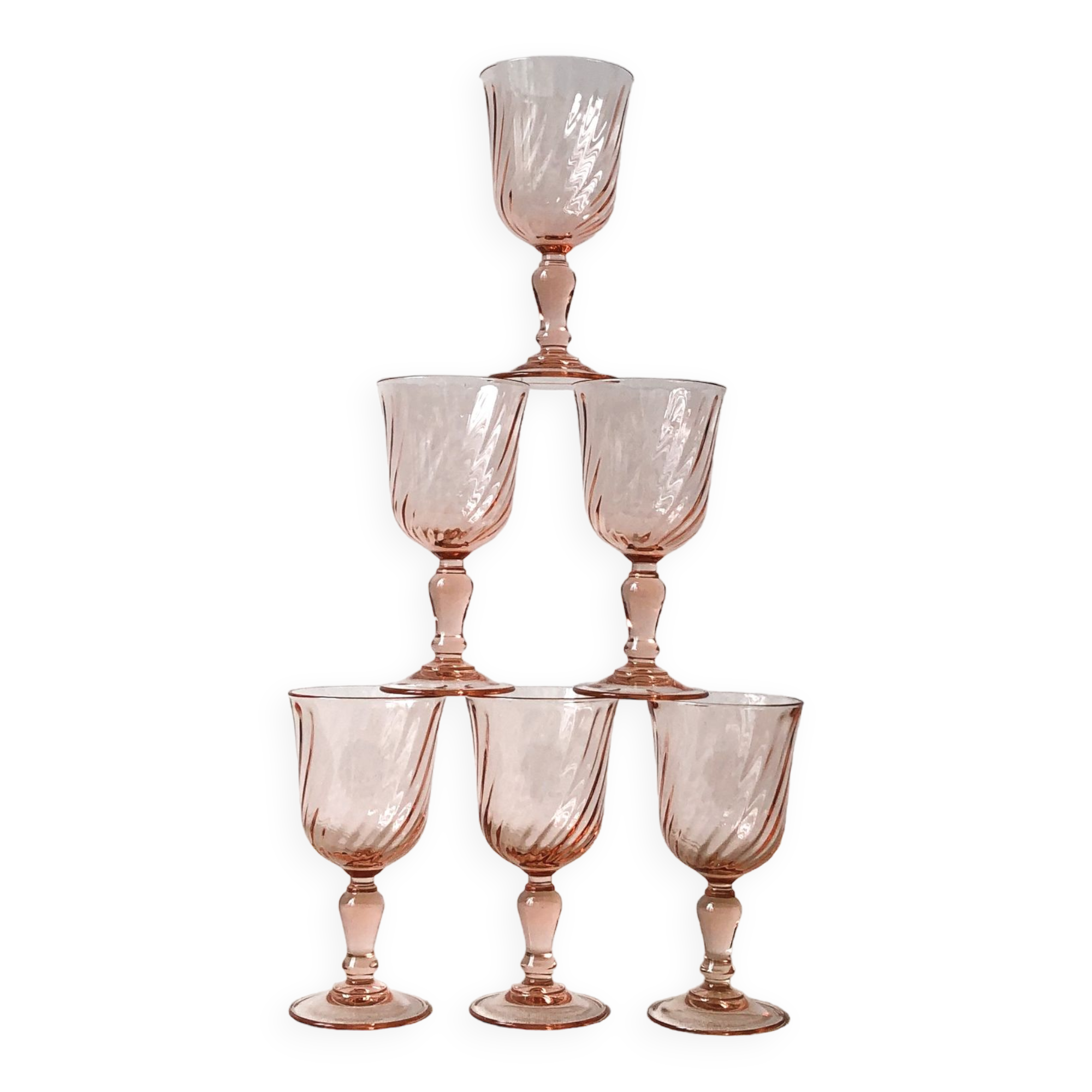 Set of 6 wine glasses Rosaline tourbillon model, Luminarc.