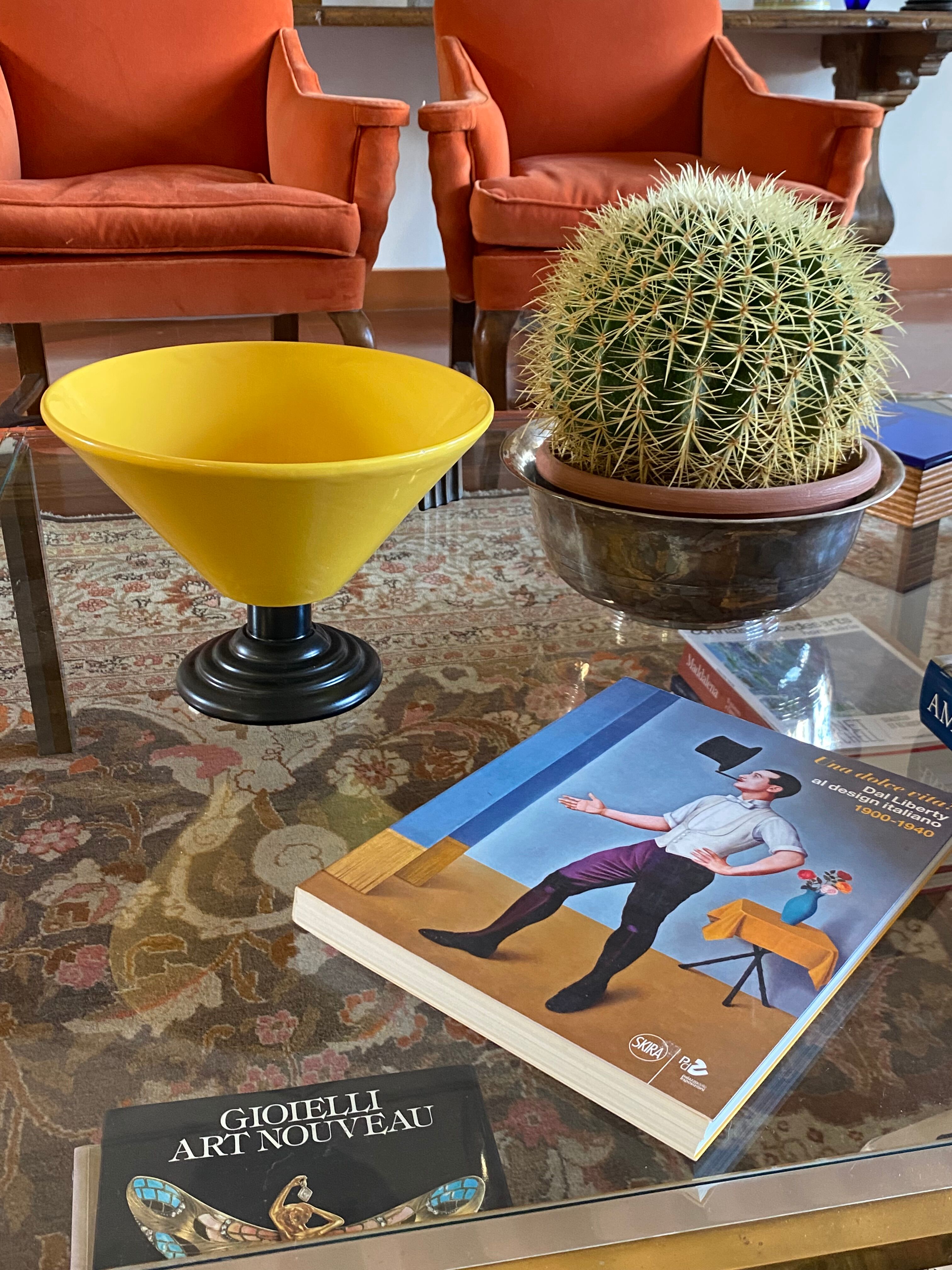 Yellow Conic Vase, postmodern, Italy 1980s