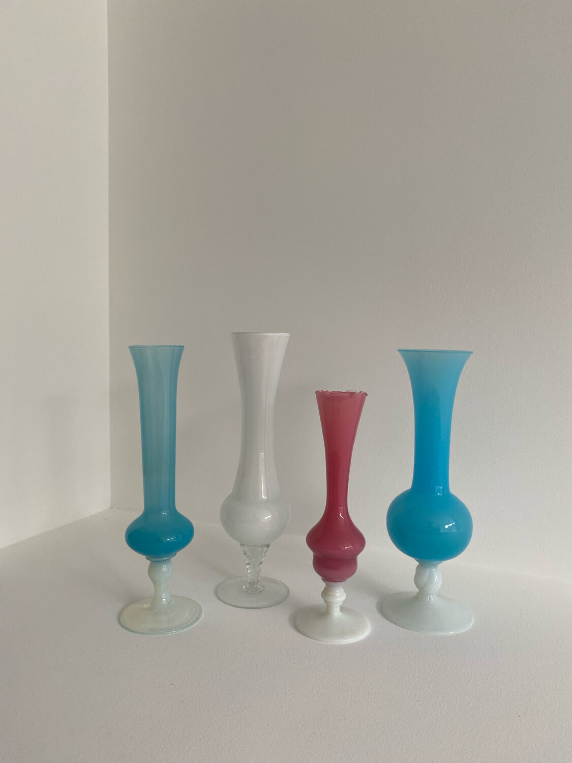 Set of 4 vintage opaline vases