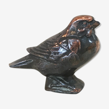 Small decorative bird art deco copper 1930 brass bronze vintage sparrow