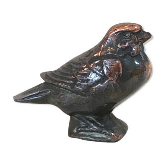 Small decorative bird art deco copper 1930 brass bronze vintage sparrow