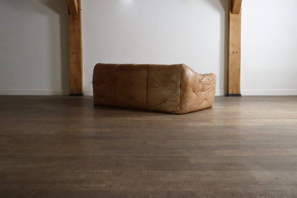 Canapé Sloop Ligne Roset par Michel Ducaroy en cuir cognac, années 1970