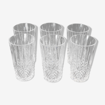 6 gobelets verre long drink en cristal d'arques modele constance