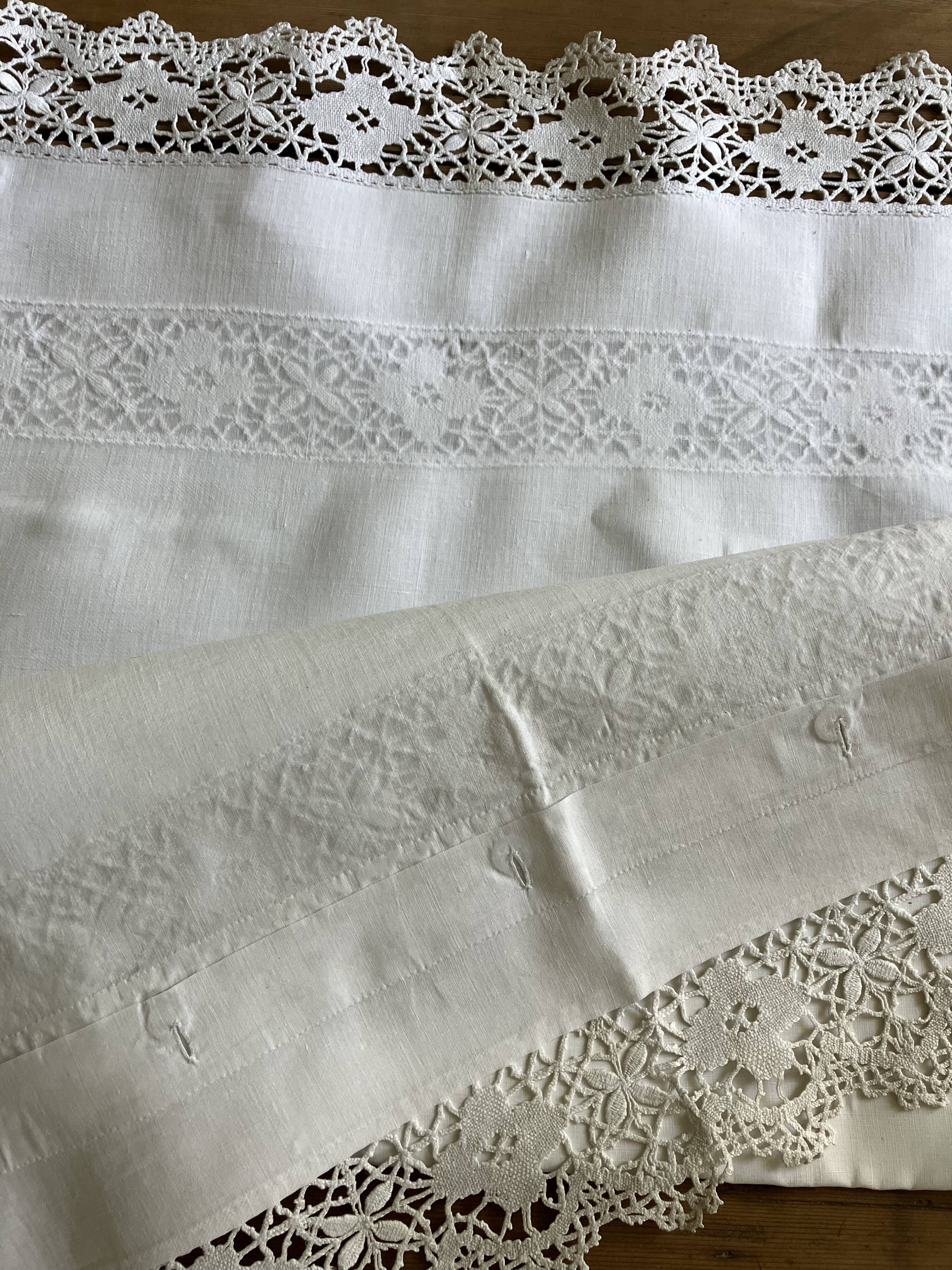 Old linen, pillowcase, AT monogram