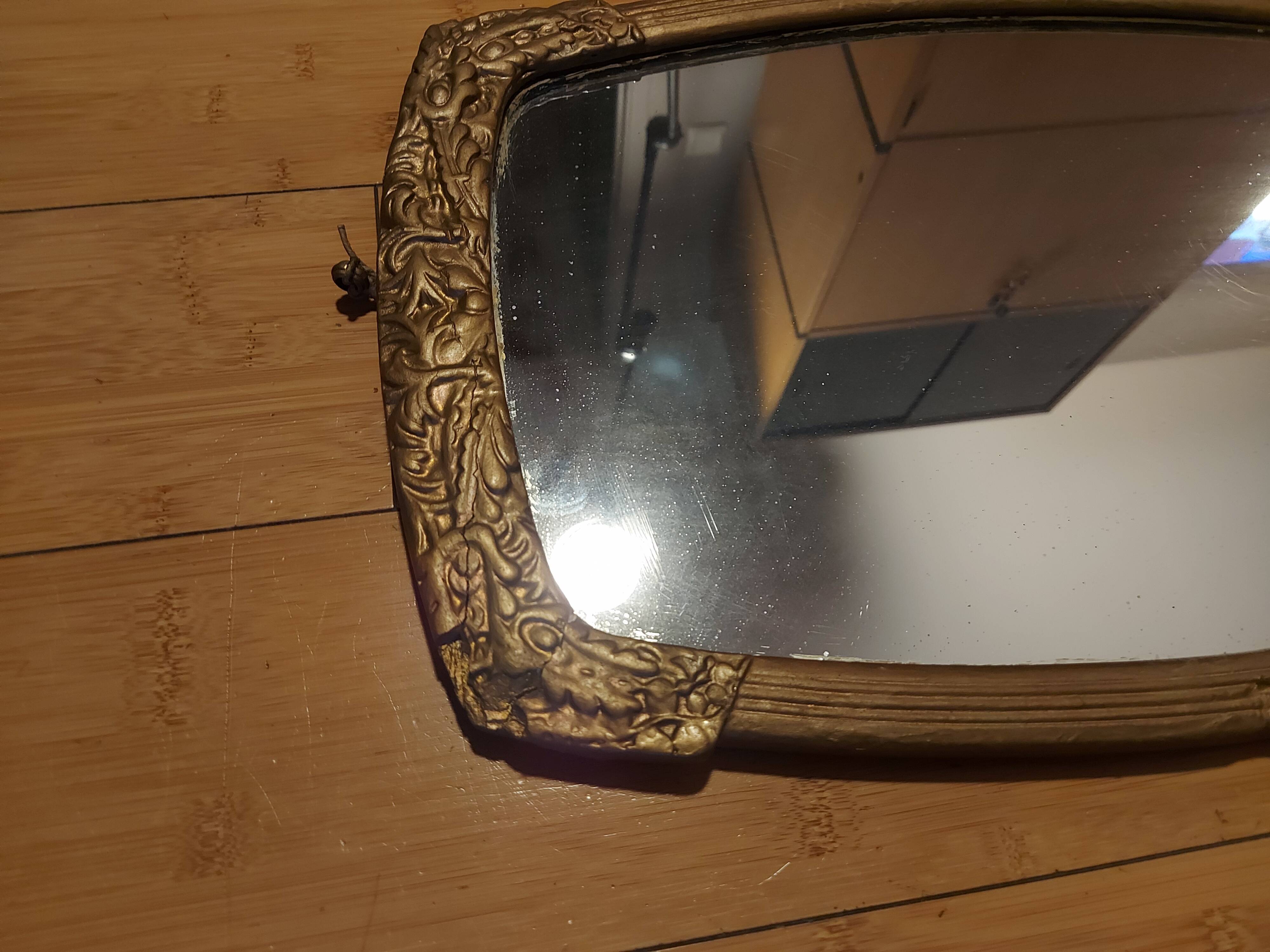 Painted wooden art deco mirror 33 X 51 cm