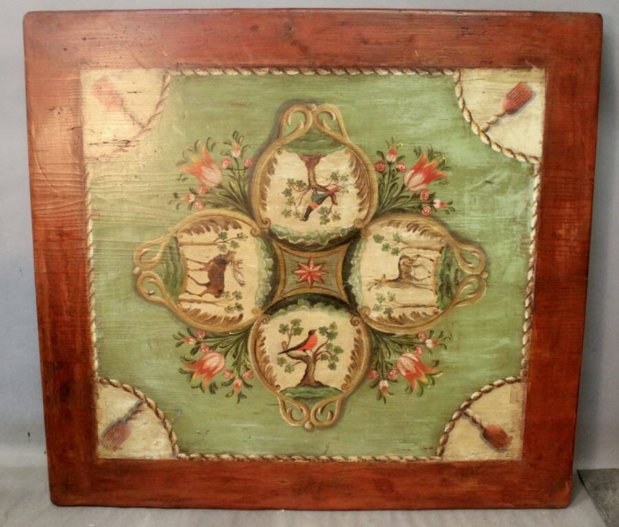 19th-century painted wooden changing table