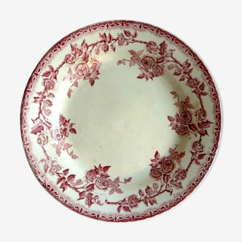 Assiette Art Nouveau Choisy le Roi HB, Frise de roses roses, 6 disponibles