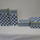 Series of 4 metal boxes, blue and white lustucru decoration