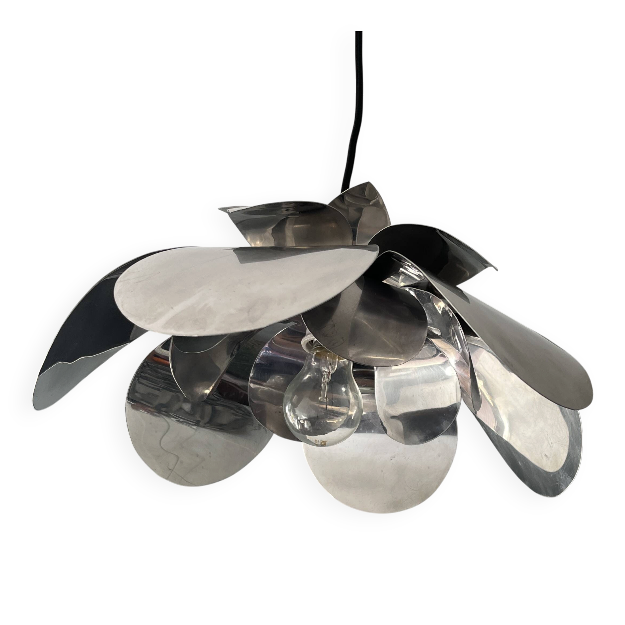 Vintage chrome flower-shaped pendant (1970)