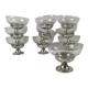 Set of 10 dessert / ice cream bowls, in glass and metal (silver?), 1970.