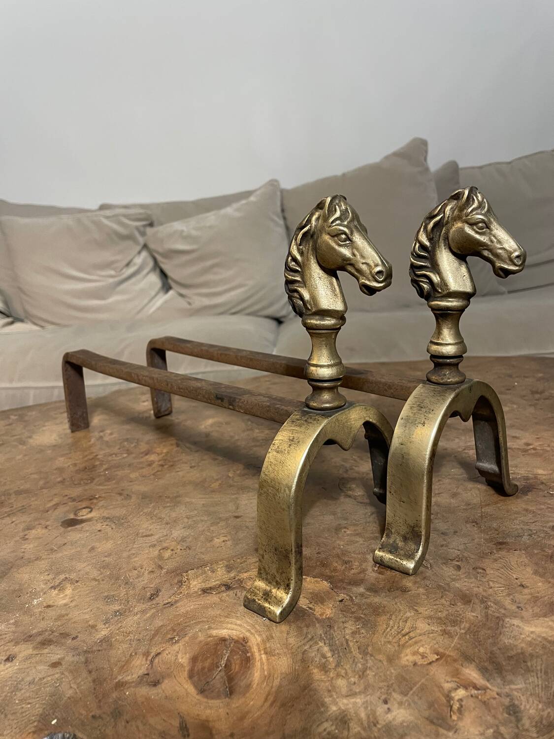 Pair of vintage andirons 1970 Horse head