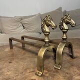 Pair of vintage andirons 1970 Horse head