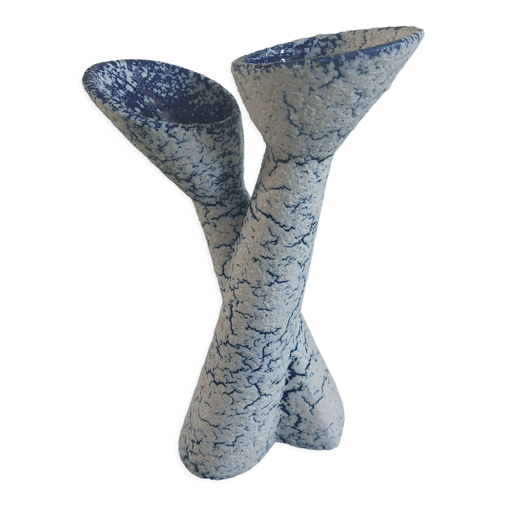 Double soliflore ceramic vase