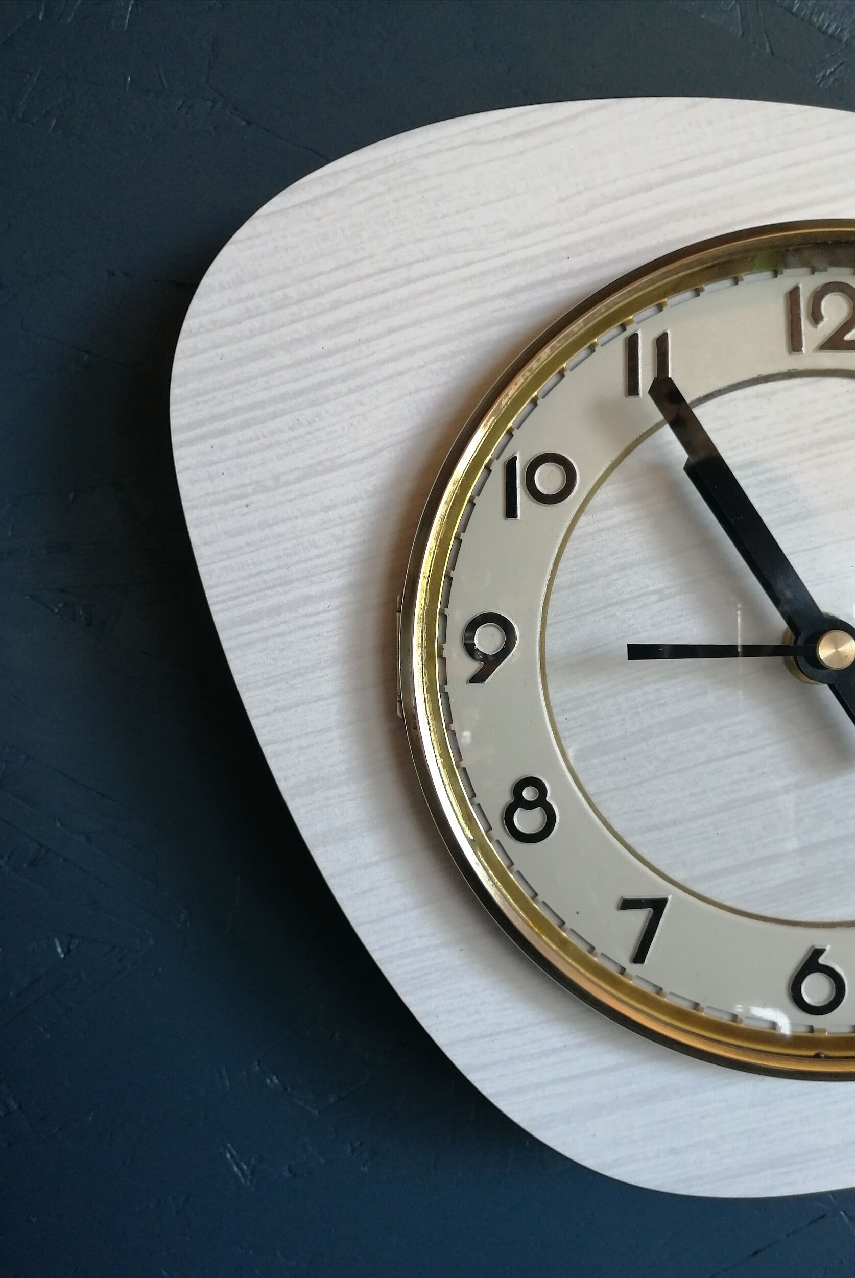 Vintage clock, "White and grey Formica" wall clock