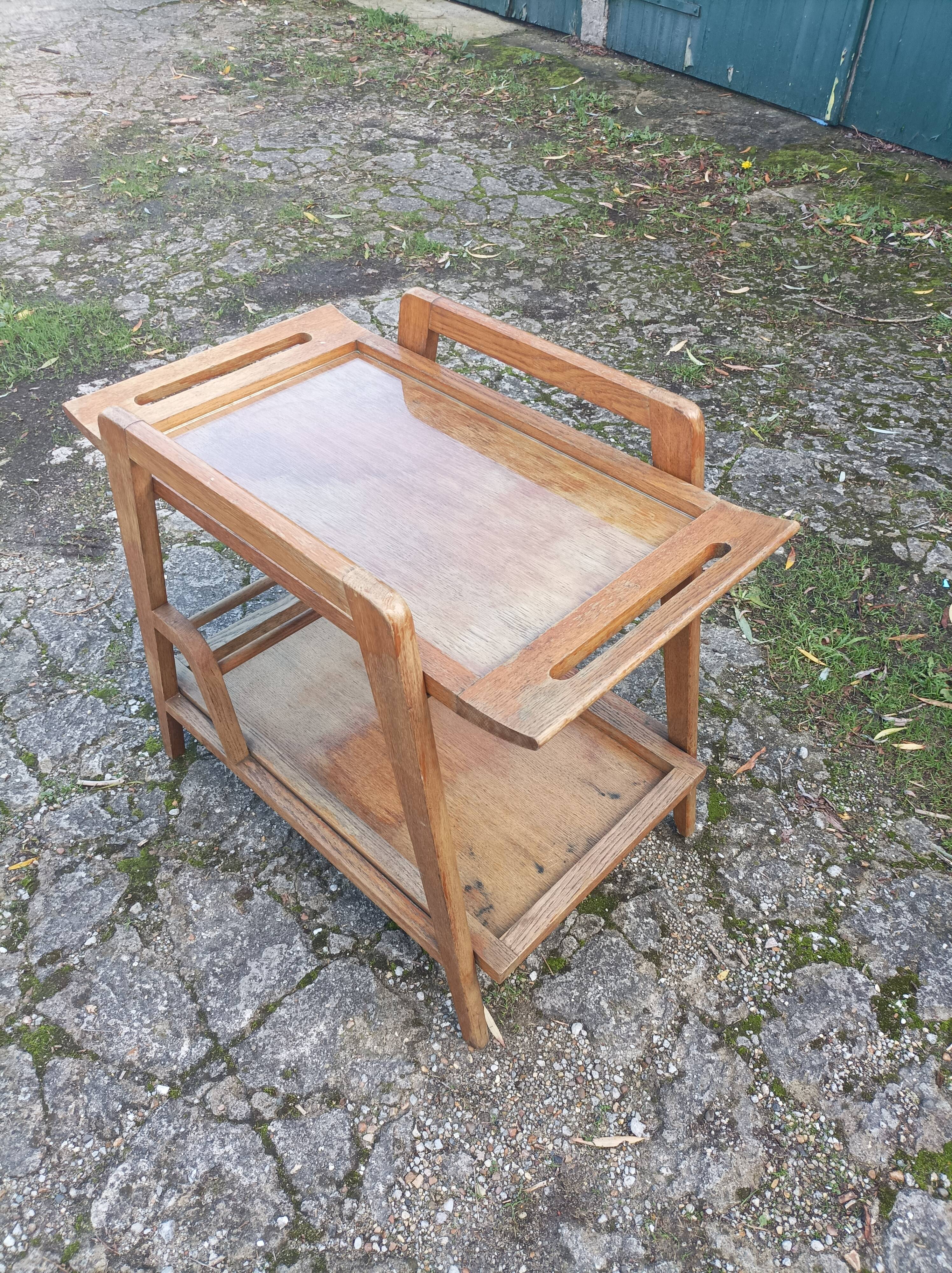 Ancienne desserte en bois vintage pieds compas scandinave