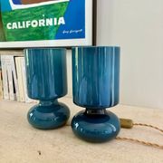 Paire de lampes de chevet "Space Age" en verre bleu, 1980
