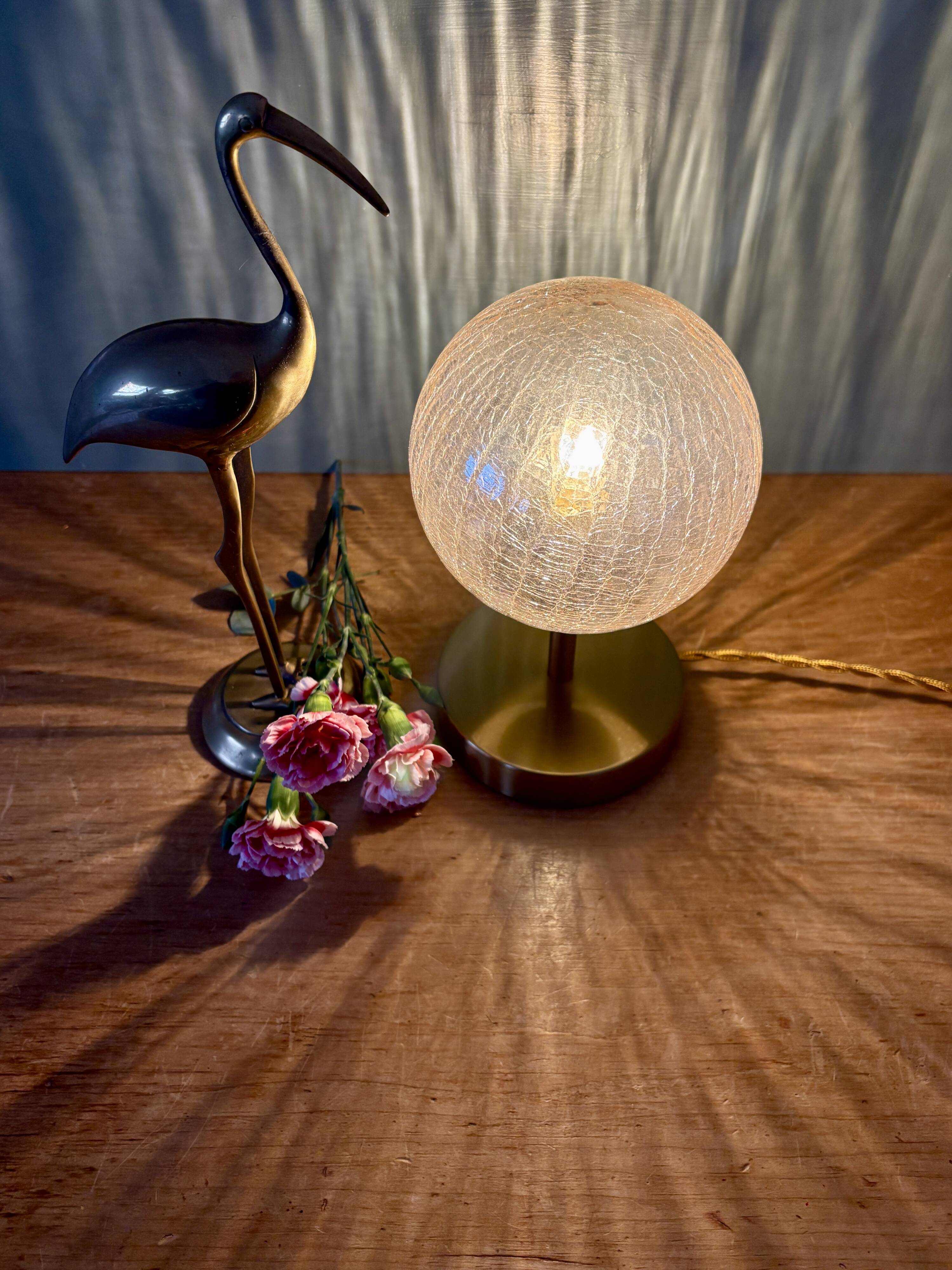 Vintage globe table lamp in amber glass