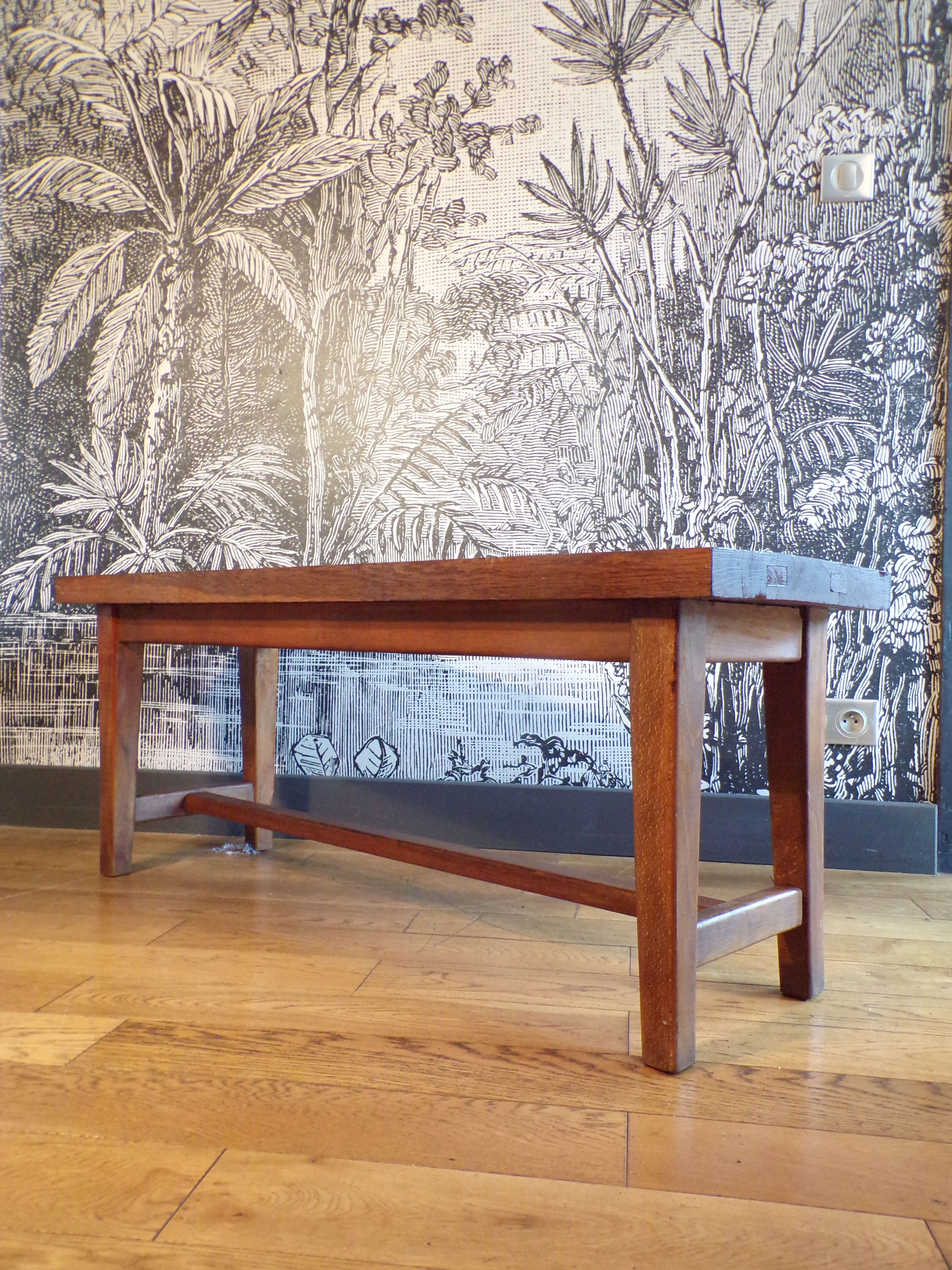 Solid wooden farm bench