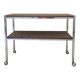 Vintage chrome metal and wood rolling dessert trolley from the 70s-80s.
