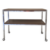 Vintage chrome metal and wood rolling dessert trolley from the 70s-80s.