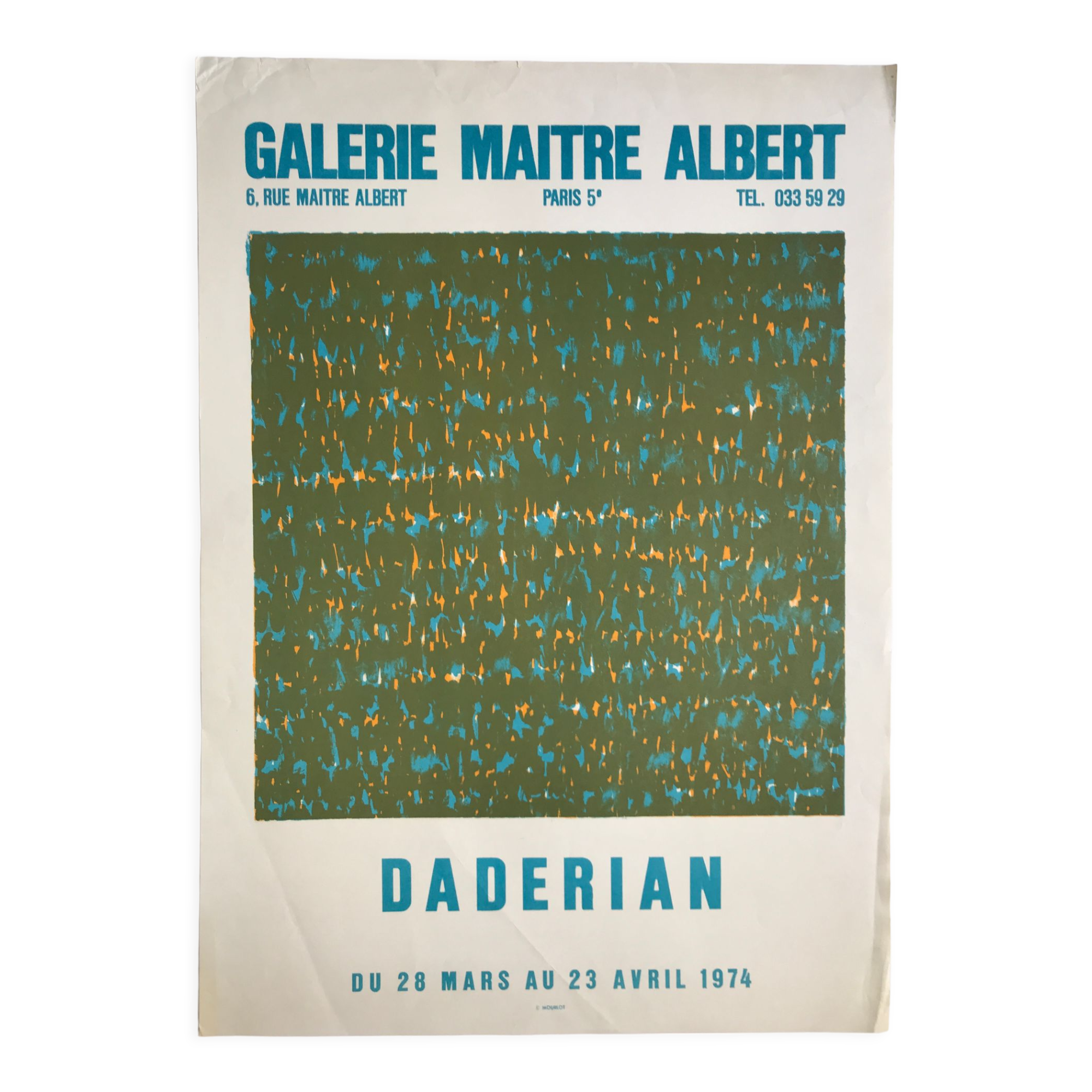 Lithograph poster by dikran daderian, galerie maître albert, 1974, mourlot imp