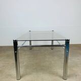 Chrome and smoked glass coffee table, 1970s