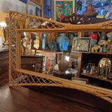 Large and unusual rattan mirror from the 1960s