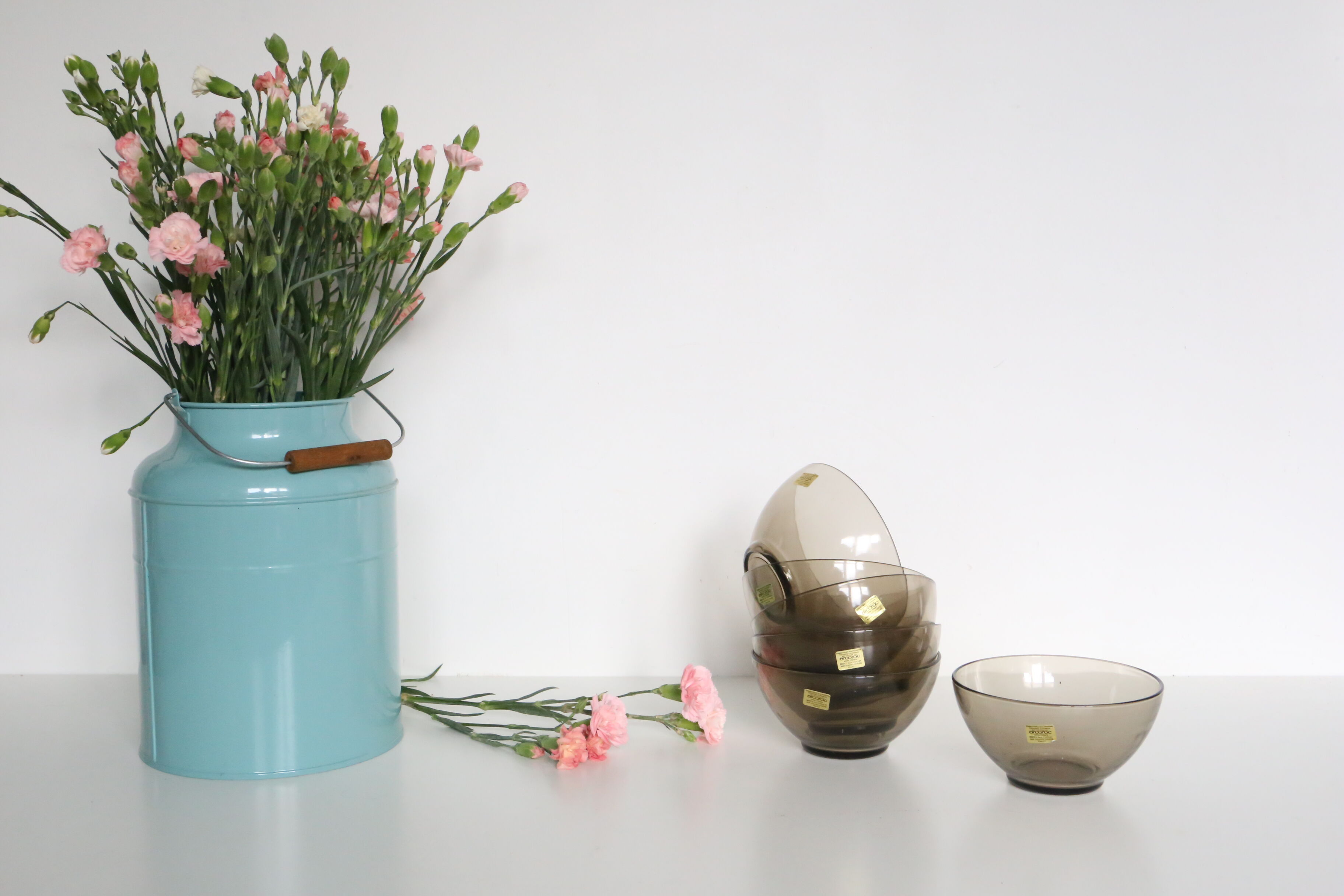 Set of 5 bowls arcopal in grey smoked glass