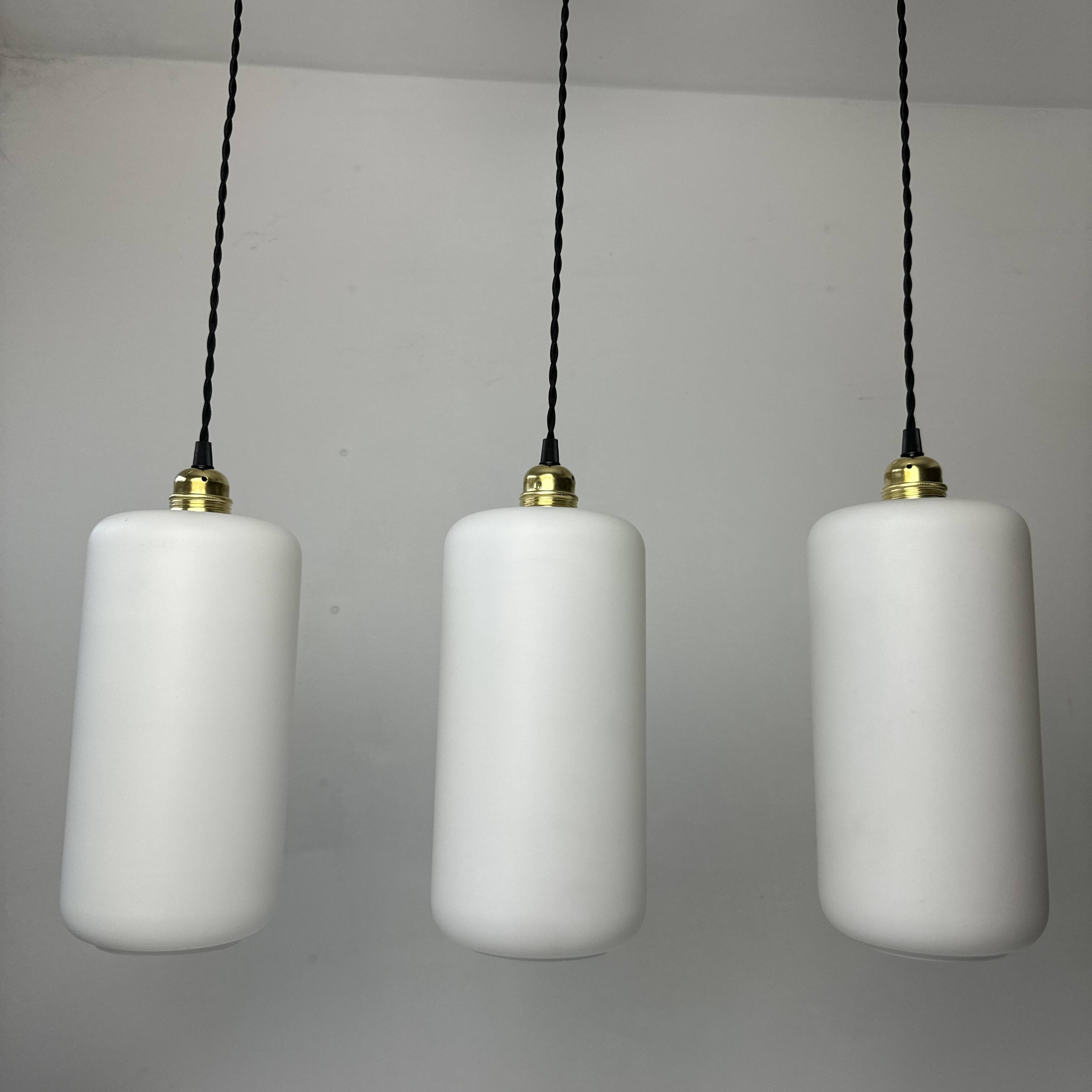 Lot of 3 old vintage xxl opaline pendants