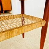 Vintage Danish mid-century teak and rattan coffee table 1960s
