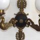 Pair Of Lucien Gau Style Double Swan Wall Lights With Opaque Glass Shades