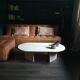 Vintage coffee table travertine marble Rochebobois 80s