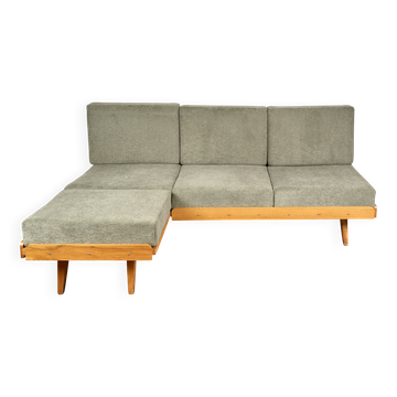 Vintage Corner Sofa Bed with Ottoman, 1960s, Czechoslovakia