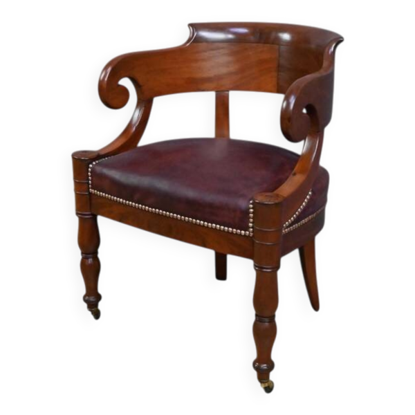 Fauteuil de bureau en acajou, époque Restauration – début XIXe