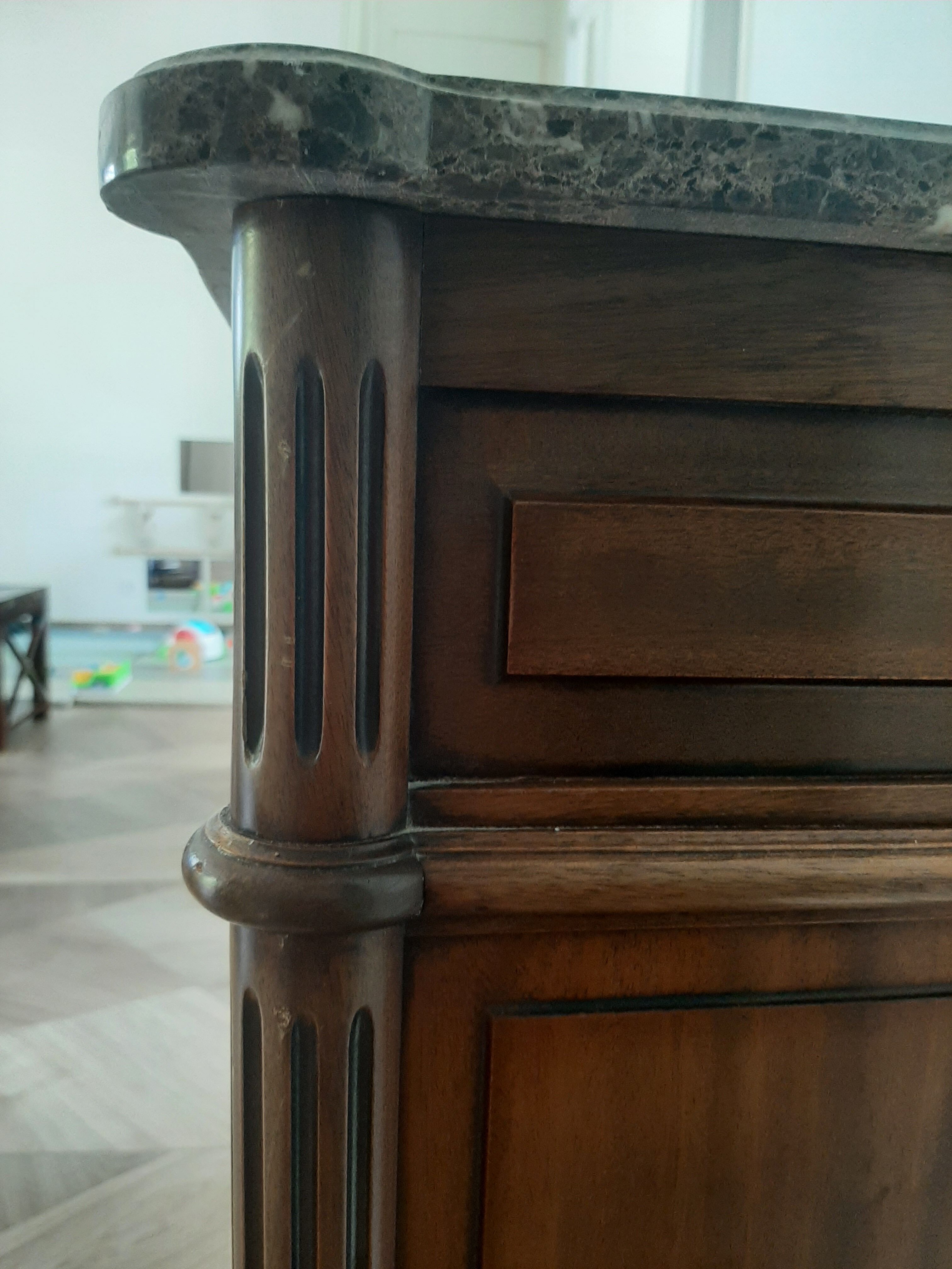 vintage - Small style chest of drawers - Louis XVI marble top with 1 drawer and 2 doors