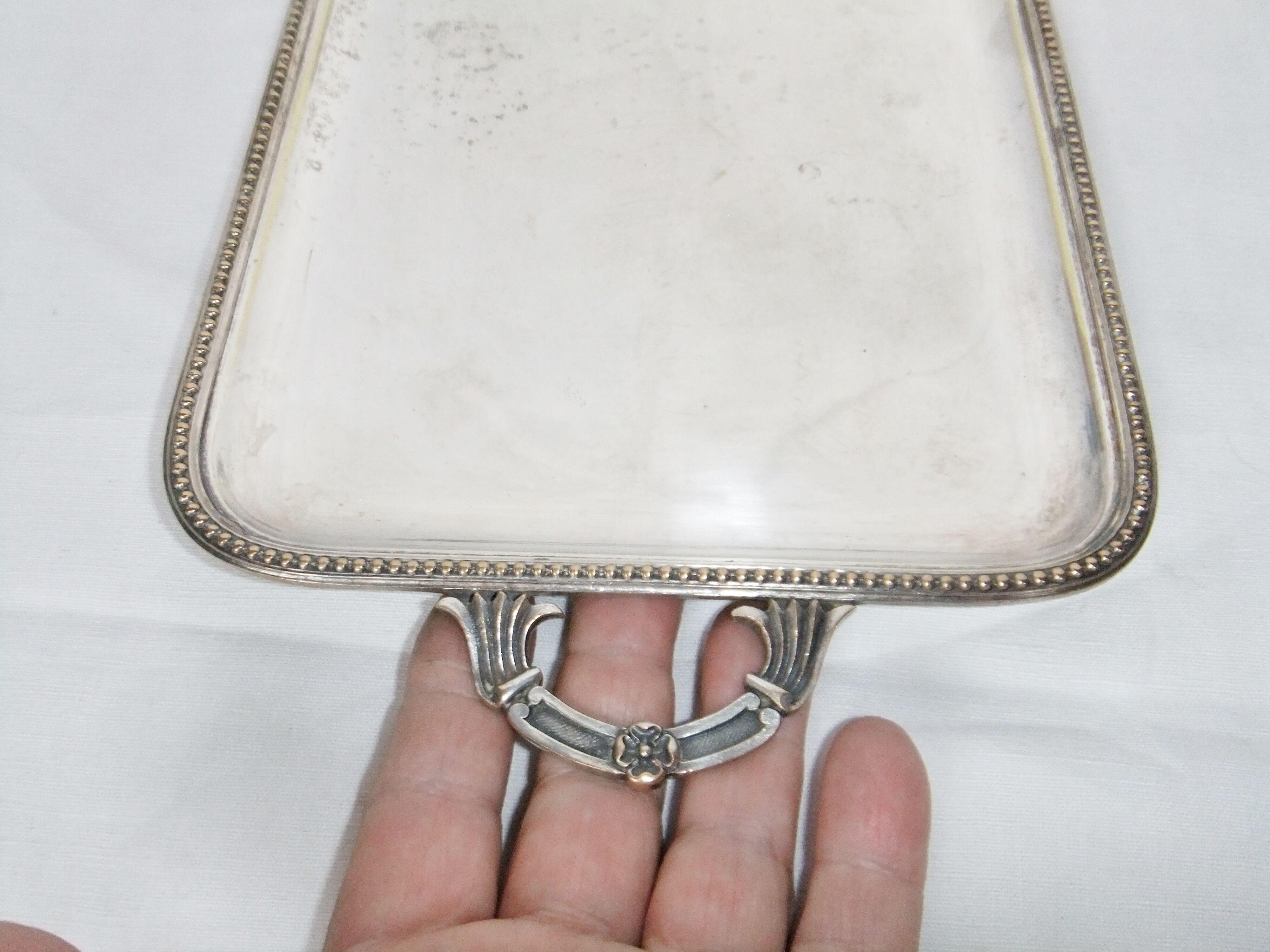 Serving tray with liqueur or other silver metal old art nouveau hallmark