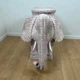 Vintage side table in rattan in the shape of an elephant, attributed to Vivai del Sud, Italy, 1960 - 1970.