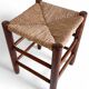 Style Charlotte Perriand, paire de tabourets en bois rustique et paille, France, vers 1950.