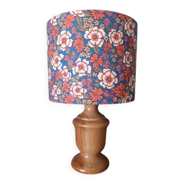 lampe bois vintage inspiration pop liberty/fleurs