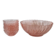 Set of salad bowls and 6 twisted glass bowls Rosaline Arcoroc vintage