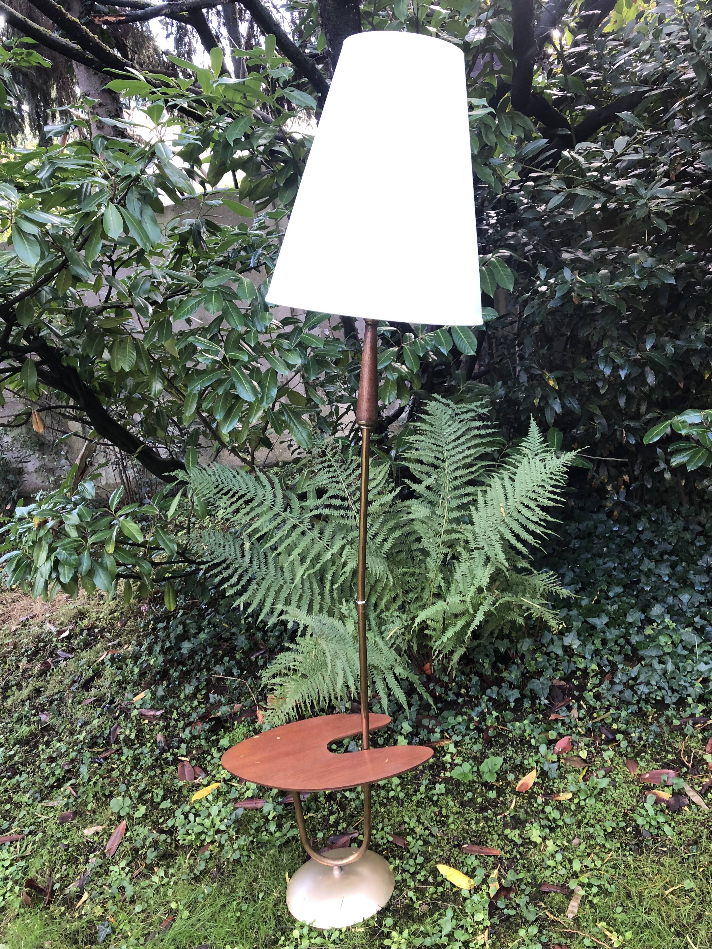 Vintage 1960s floor lamp with shelf